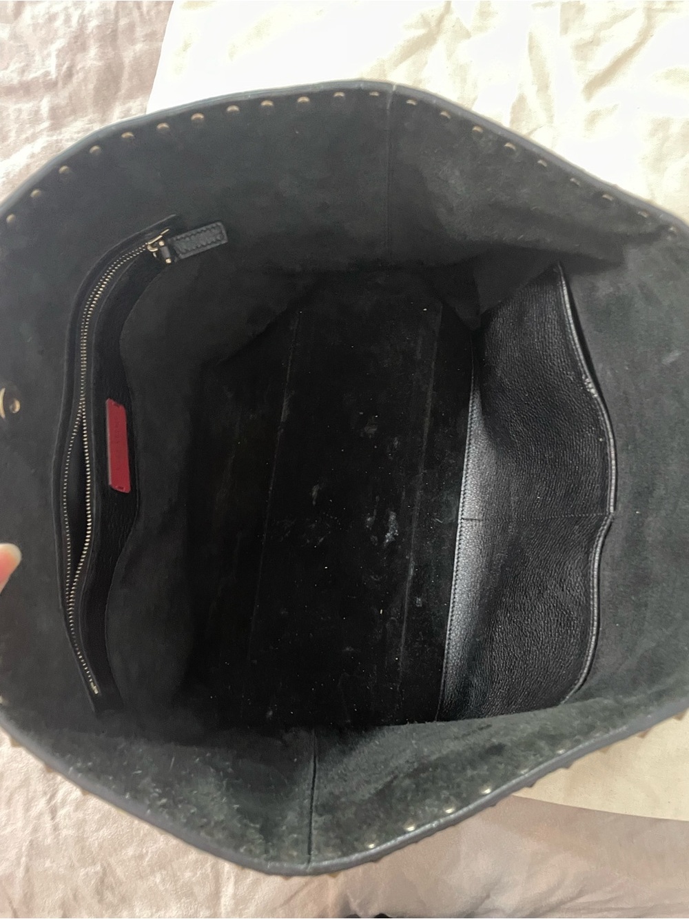 Valentino Black Pebbled Leather Tote with Gold Rockstud Trim - Picture 8 of 11